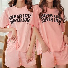 테라우드 여성용 통기성 홈웨어 슈퍼러브 잠옷 상하의 2세트