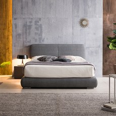 삼익가구 레노바 라운드 가죽 침대 프레임 + 7존 독립스프링 매트리스 세트 방문설치, 그레이(프레임), 그레이(매트리스)