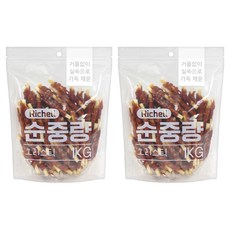 리첼 순중량 강아지 간식, 오리스틱, 1kg, 2개