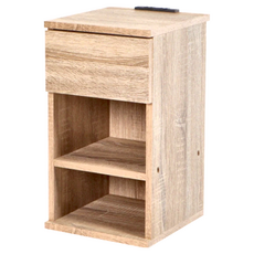 CHIFUN SENHUO 祈樂森活 羅比床頭櫃 附插座, 漂流木色, 1個