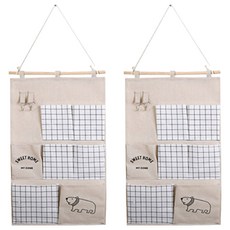 布料壁掛式口袋 7格, 淺褐色, 2個