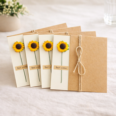 Yunawura 花卉感謝卡 + 信封套組 17 x 12 cm, 向日葵, 4套