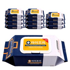 아이프리 더 클린 에탄올 손소독티슈 캡형, 80매, 12개