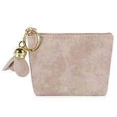 花朵鑰匙圈拉鍊麂皮包