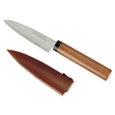 KAI 貝印 KITCHEN 水果刀 不鏽鋼刀片 天然木刀柄/刀鞘 ABS樹脂, 220 x 30 x 14mm, 木紋色, 1支