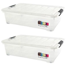 블럭마트 언더베드 플라스틱 리빙박스 25L, 투명, 2개