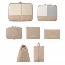 E.dot 旅行衣物收納袋 7件組 奶茶色 400g, 7入, 1組