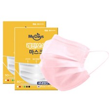 마이데이즈 MB필터 레인보우 일회용 컬러 덴탈마스크 중형 M, 30개입, 2개, 아일랜드연핑크