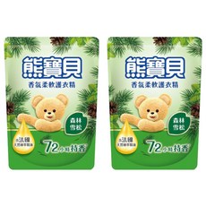 熊寶貝 森林雪松護衣精 補充包, 含法國天然植萃精油, 香氣持久, 72小時持香, 1.75L, 2包