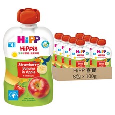 HiPP 喜寶 生機水果趣 蘋果草莓 4個月以上, 8包, 100g