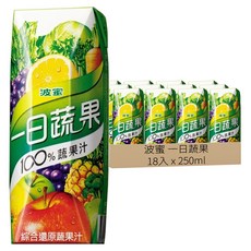 波蜜 一日蔬果 100%蔬果汁, 250ml, 18入