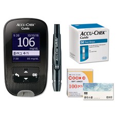 아큐첵 가이드 혈당계 + 시험지 50p + 호환침 100p + 솜 100p 세트, Accu-Chek Guide Set MG/DL SC, 1세트