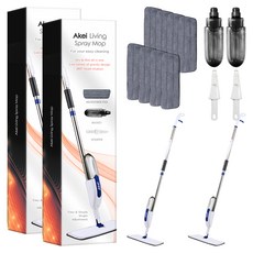 AKei. 居家噴霧拖把 + 超細纖維拖布 4p + 刮刀, 2套