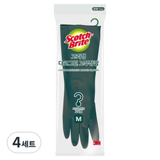 3M Scotch-Brite 百利 3M 掛鉤型橡膠手套, 4套, 中(M), 深綠色