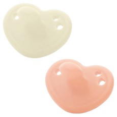 티지엠 하트 노리개 젖꼭지, 플러스 (3개월이상), 크림버터 + 코랄핑크, 2개