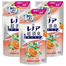 Lenor 蘭諾 日本原裝進口 1WEEK 超強除臭衣物柔軟精補充包 柑橘香, 380ml, 3包