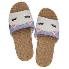 女款 可愛貓亞麻舒適室內拖 35~36 2雙