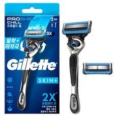 Gillette 吉列 Proshield Chill刮鬍刀手柄+替換刀片 2入, 1套, 1入