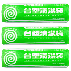 台塑 無心捲取式清潔袋 特小 10L 霧面透明 點斷式 100張, 3捲