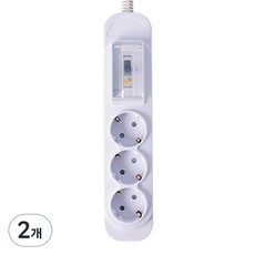 보에담 누전 고용량 멀티탭 3구, 화이트, 2개, 1.5m