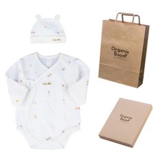 Organic Boom 嬰幼兒用 青蛇年 蛇年 夏季用 新生兒連身衣 + 帽子 + 盒子 + 提袋 彌月禮盒組