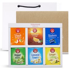 TEEKANNE 恬康樂 綜合花果茶禮盒 6款 48入+購物袋, 檸檬薑茶+水蜜桃茶+紅石榴茶+藍莓茶+洋甘菊茶+薄荷茶, 1組