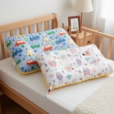 純棉可水洗安撫兒童荳荳枕頭 2個, 卡通汽車 + 好朋友(米色)