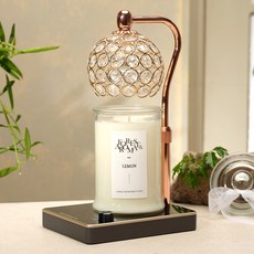 Candle Department Store Bijou融蠟燈+大豆蠟燭750g套組, 檸檬, Bijou玫瑰金黑色