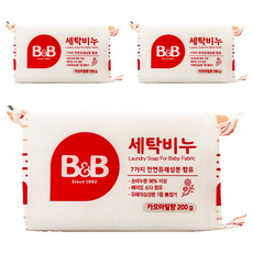 B&B 嬰幼兒衣物洗衣皂 洋甘菊香, 200g, 3個