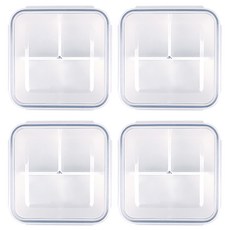 Xeonic 3格方形可冷凍保鮮盒, 4個, 保鮮盒