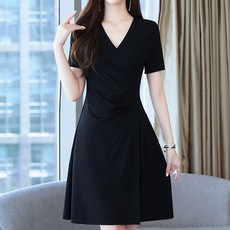 Canpy V領連身裙, 黑色