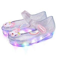 Kiphant 女童彩虹獨角獸LED果凍鞋 T-07