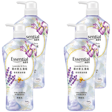 Essential 逸萱秀 香氛精油修護潤髮乳 薰衣草+鳶尾 毛鱗片屏護科技 質感香氛精油, 700ml, 4瓶