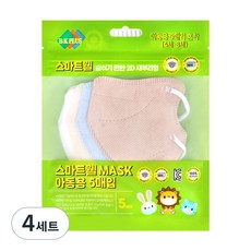 Smartwell 呼吸順暢 2D鳥嘴型口罩 兒童用 5件組, 4套, 5枚入, 象牙白, 藍色, 粉紅色, 白色, 米色