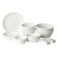 CCLIME 雙人餐具組, 白色, 2個飯碗 + 2個湯碗 + 7吋圓盤 + 2個3.5吋盤子 + 2個4.5吋盤子 + 5.5吋盤子 + 2個匙筷架, 1組