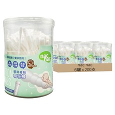 nac nac 螺旋細軸棉花棒, 200支, 6罐