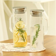 Iwooa 耐熱玻璃濾茶網冰箱冷水壺 2件組, 1200ml, 混色, 2個