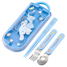 Skater 銀離子兒童餐具三件組, 湯匙 + 叉子 + 筷子 + 收納盒, 大耳狗, 1組