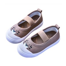 愛貝比 兒童帆布鞋 鬆緊套鞋 幼稚園室內鞋, 150mm, 咖獅子