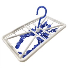 HIKARI 日光生活 16夾晒衣架 可360度旋轉 可折合收納 新排列設計 更通風 更速乾, 藍色, 1個