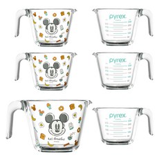 파이렉스 내열유리 디즈니 굿모닝미크 계량컵, 투명, 250ml, 6개
