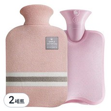 EVER HOUSE Trend 2L 保溫熱水袋 + 針織保護套組 粉紅色, 2套