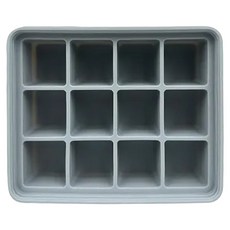 MOYUUM 矽膠副食品12格, 半透明盒蓋食材分隔, 多元用途, 存放副食品零食, 可變製冰盒, 備料盒, 360ml, 質感灰, 1個