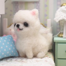 ARTJOY DIY 羊毛氈套組, 白色博美犬, 1個