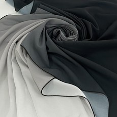 不易透視漸層加厚雪紡布料 拷克收邊, 黑色