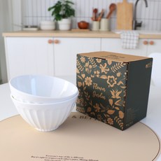 Bloom at home Flower Garden麵碗, 白色, 2個