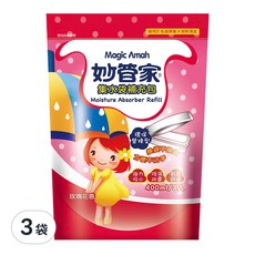 妙管家 集水袋除濕盒補充包 玫瑰花香 400ml, 3入, 3袋