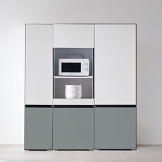 퍼피노 체스 400 주방 광파 수납장 도어형 + 600 렌지대 오픈형 + 600 수납장 도어형 세트 방문설치, 카키