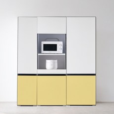 퍼피노 체스 400 주방 광파 수납장 도어형 + 600 렌지대 오픈형 + 600 수납장 도어형 세트 방문설치, 옐로우