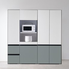 퍼피노 체스 400 주방 광파 수납장 서랍형 + 600 렌지대 오픈형 + 800 수납장 도어형 세트 방문설치, 카키